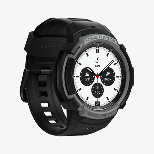 ACS06488 - Galaxy Watch 6 Classic (47mm) Case Rugged Armor Pro in black showing the front